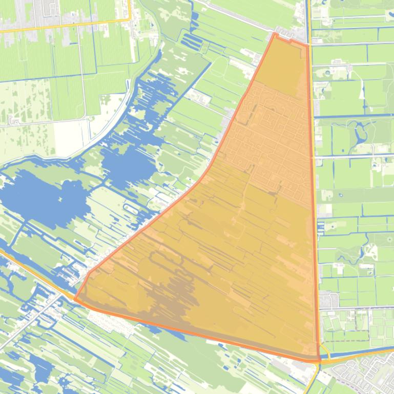 Kaart van de Rade Oranjebuurt Munniksveen en omgeving.