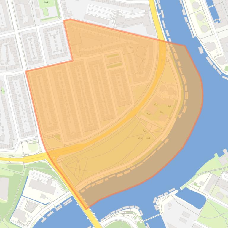 Kaart van de Rijnbuurt-Oost.