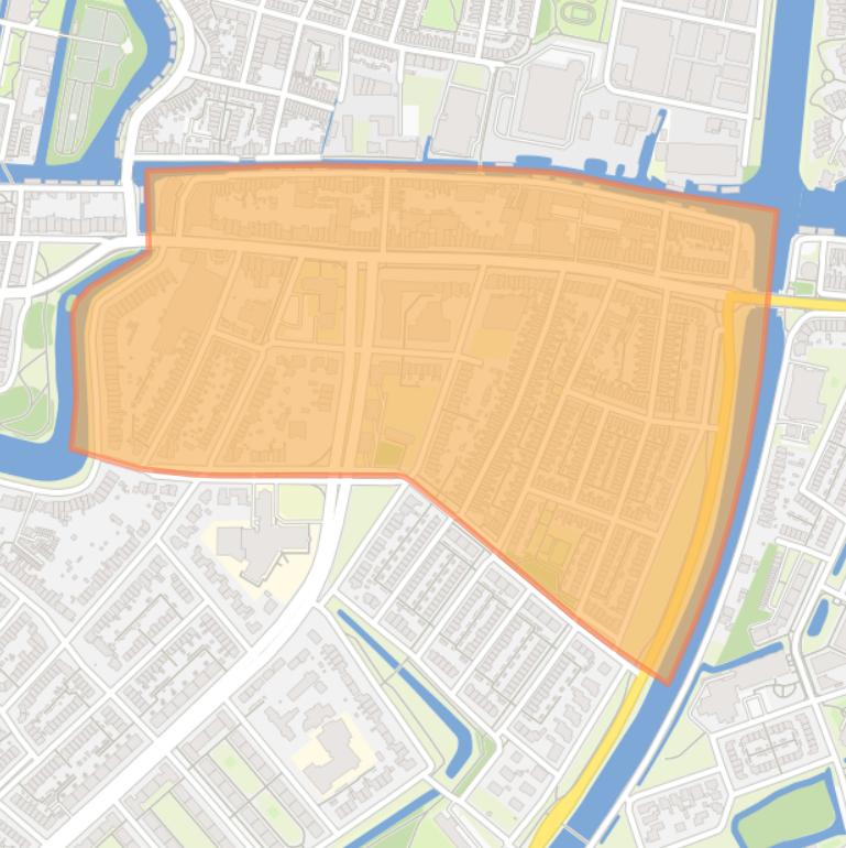 Kaart van de Rijndijkbuurt.