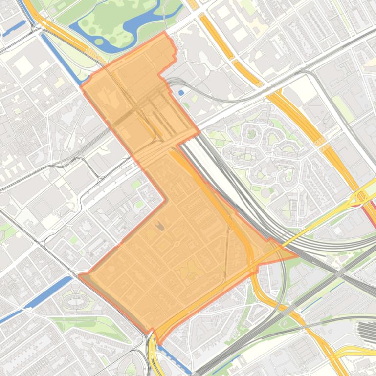 Kaart van de Rivierenbuurt-Noord.