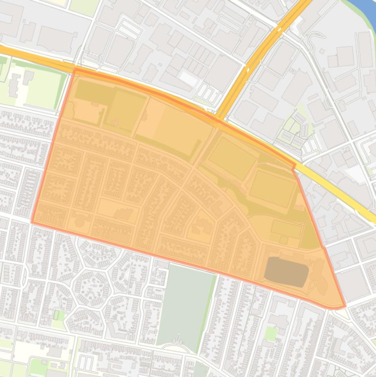 Kaart van de Rivierenbuurt-Oost.