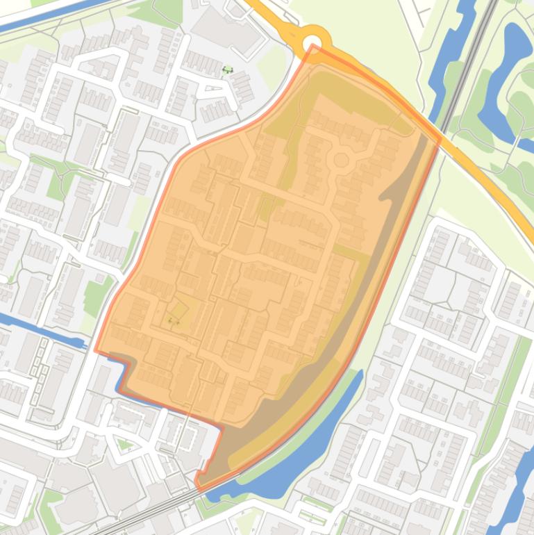 Kaart van de Rodenbuurt-Noordoost.