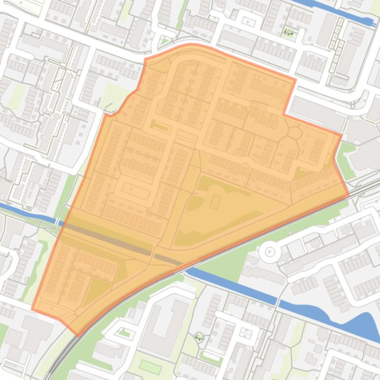 Kaart van de Rodenbuurt-Oost.