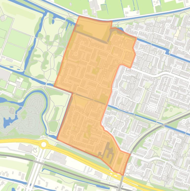 Kaart van de Rodenbuurt-West.