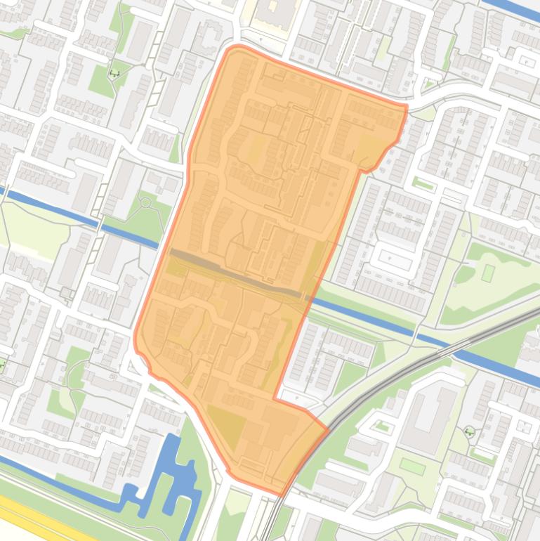 Kaart van de Rodenbuurt-Zuid.