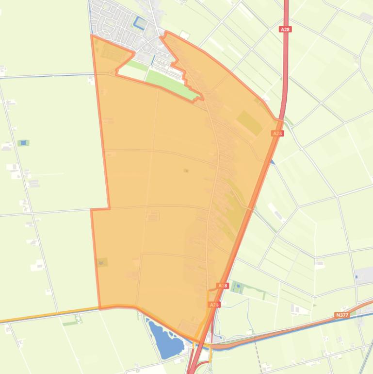 Kaart van de buurt Rouveen Streek-Zuid.