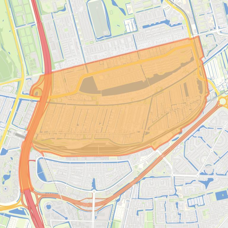 Kaart van de buurt ’s-Gravenland.