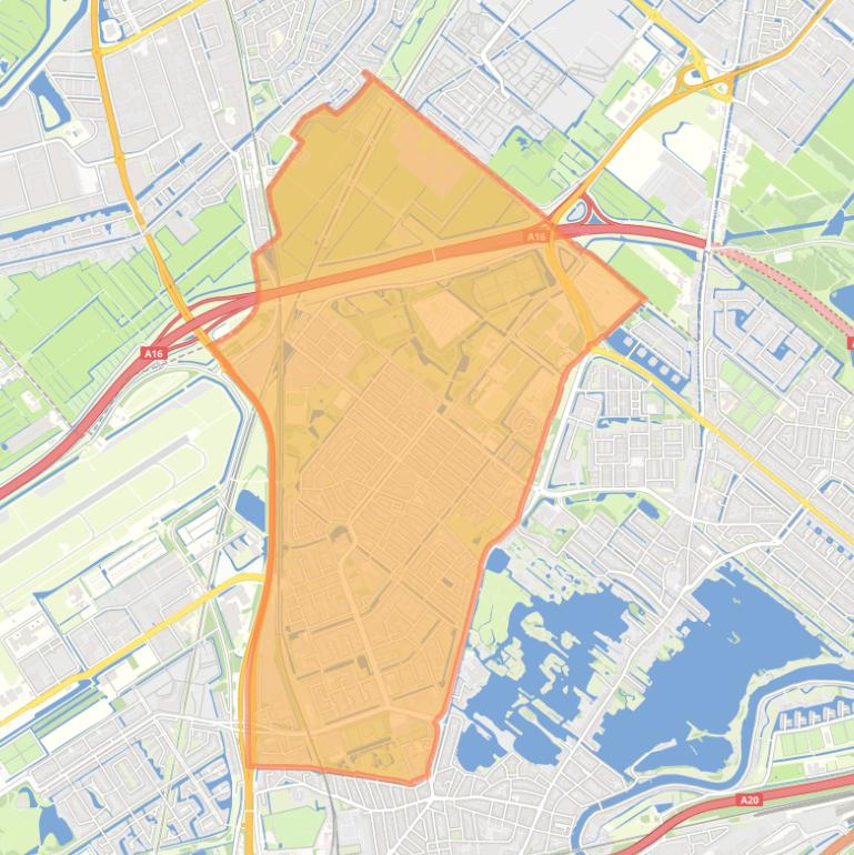 Kaart van de buurt Schiebroek.