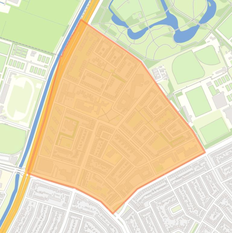 Kaart van de buurt Sinnevelt.