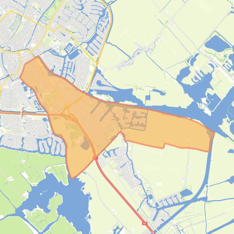 Kaart van de buurt Sperkhem en industrieterrein Houkesloot.