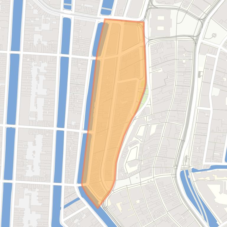 Kaart van de buurt Spuistraat-Zuid.