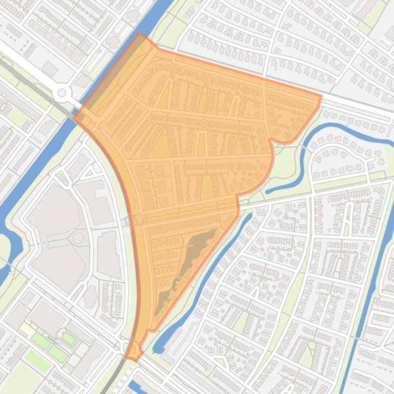 Kaart van de Stromenbuurt-Zuidwest.