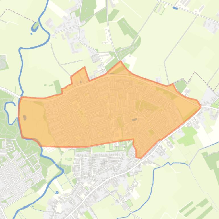 Kaart van de buurt ’t Eigen en Hoogstraat.