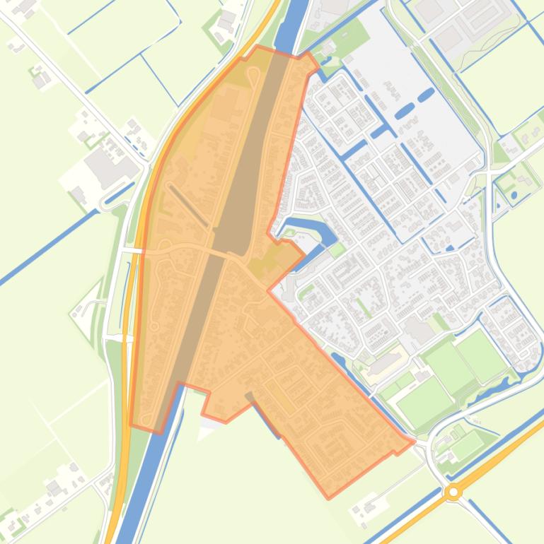 Kaart van de buurt ’t Zand-West- en -Zuid.