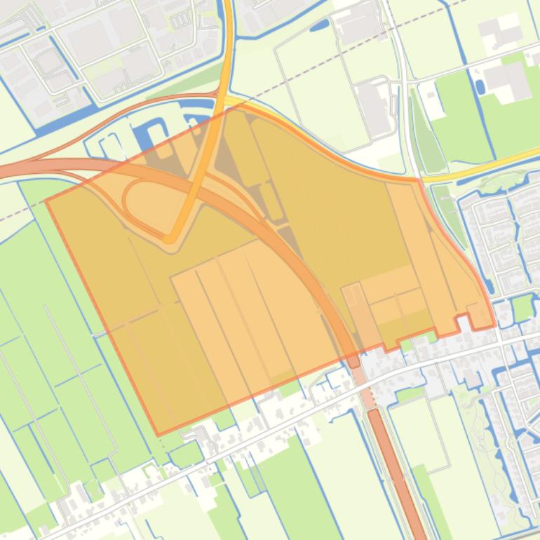Kaart van de buurt Ten westen van de Tolweg.