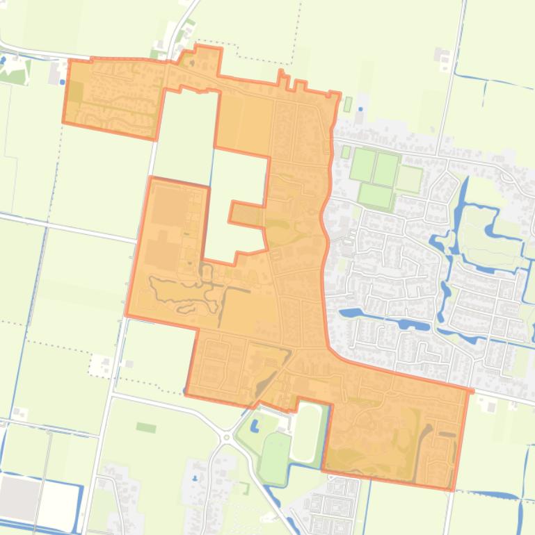 Kaart van de buurt Tuitjenhorn-West en -Zuid.