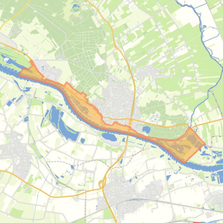 Kaart van de buurt Uiterwaarden Rhenen.