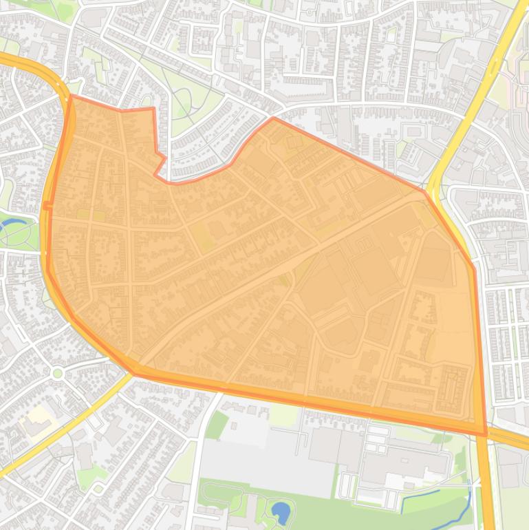 Kaart van de buurt Veldkamp-Getfert-West.