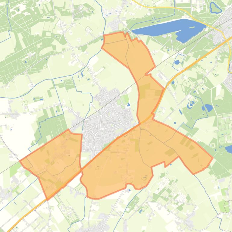 Kaart van de buurt Verspr huizen Gijzel Raam en Molenstr.