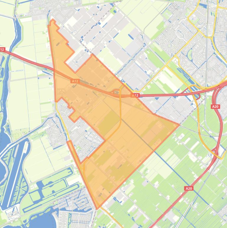 Kaart van de buurt Verspreide bebouwing Zuidplaspolder Zevenhuizen.