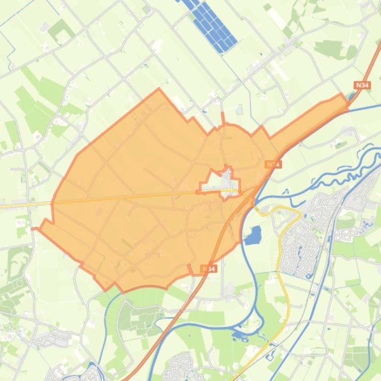 Kaart van de buurt Verspreide huizen Ane.