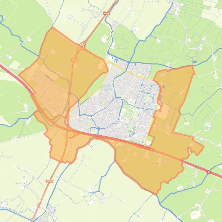 Kaart van de buurt Verspreide huizen Bolsward.