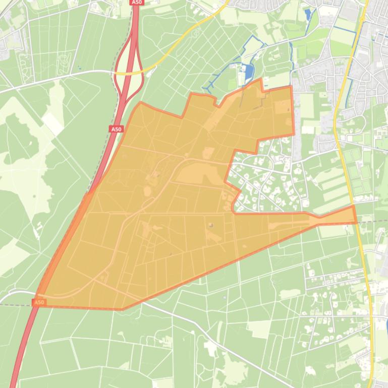 Kaart van de buurt Verspreide huizen bosgebied.