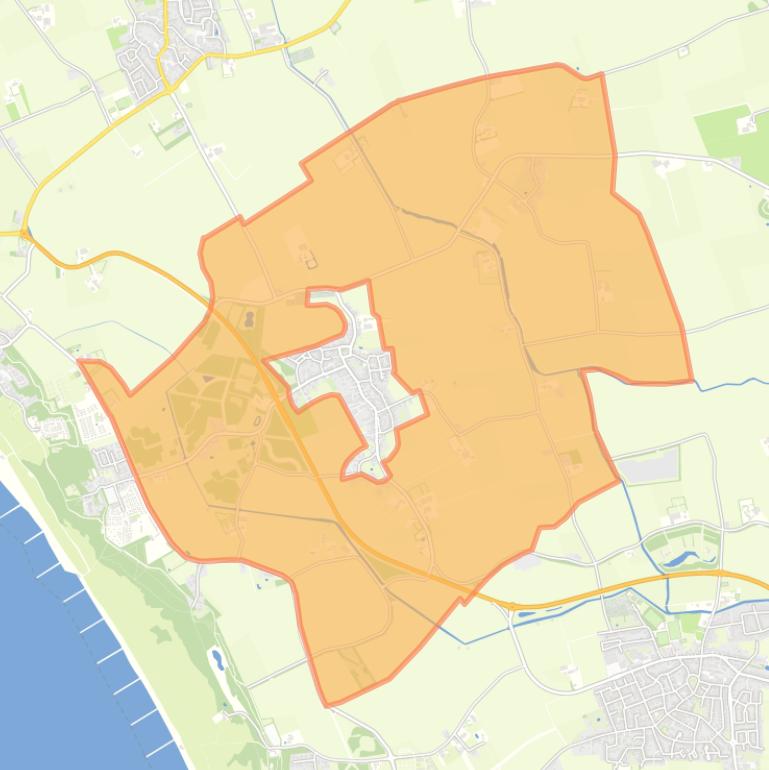 Kaart van de buurt Verspreide huizen buiten recreatiegebied Biggekerke.