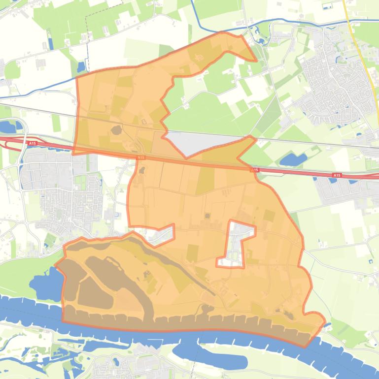 Kaart van de buurt Verspreide huizen Dodewaard-Oost en Wely.