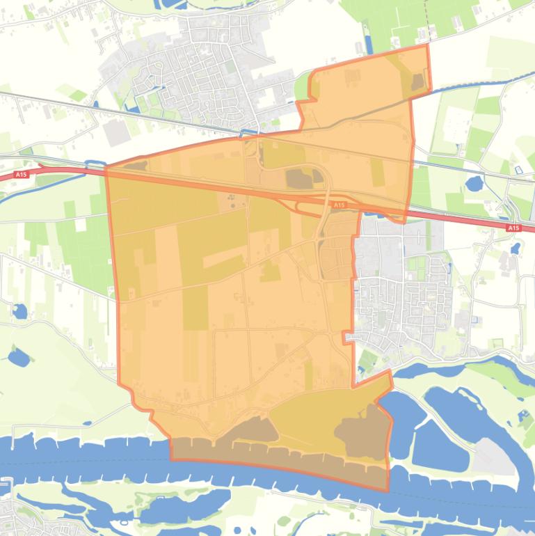 Kaart van de buurt Verspreide huizen Dodewaard-West.