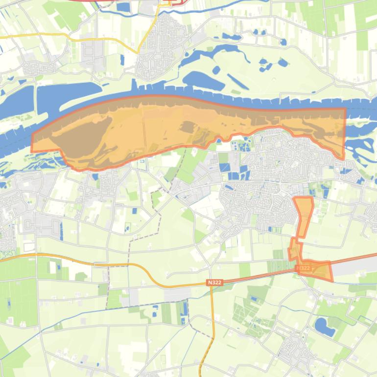 Kaart van de buurt Verspreide huizen Druten.