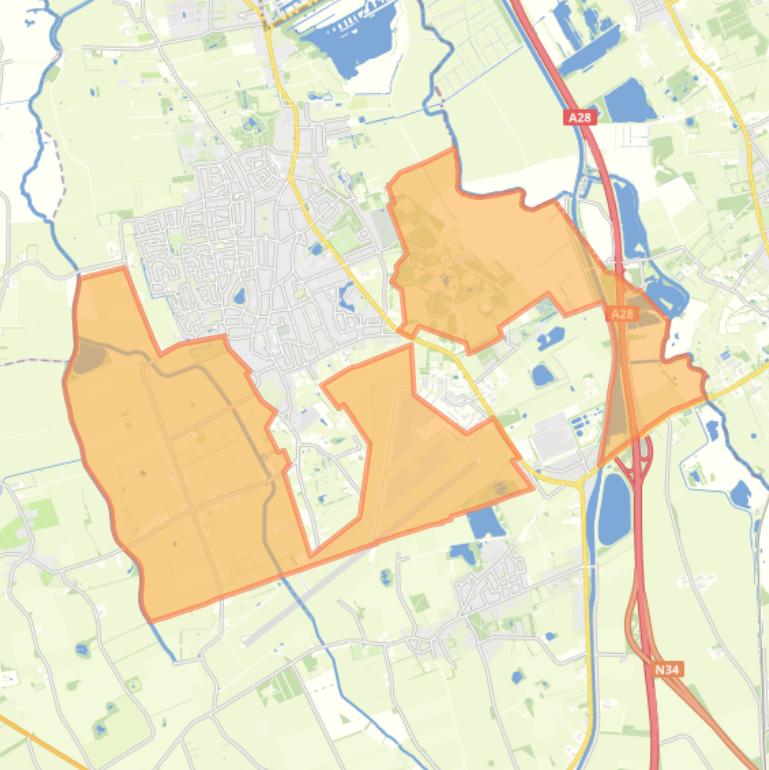 Kaart van de buurt Verspreide huizen Eelde.