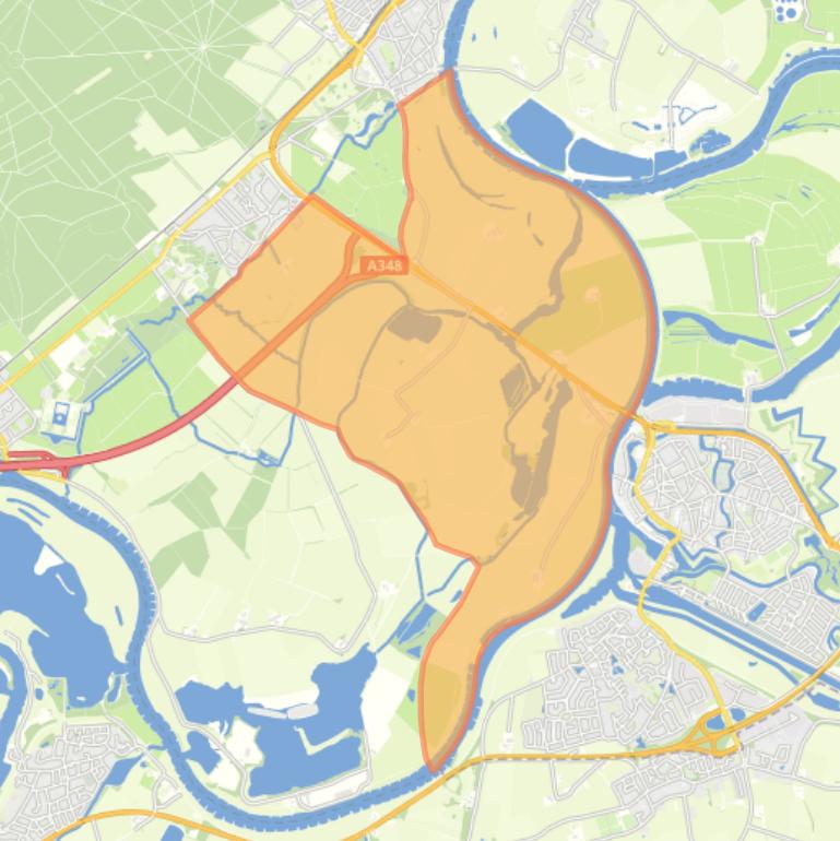 Kaart van de buurt Verspreide huizen Fraterwaard en Beimerwaard.