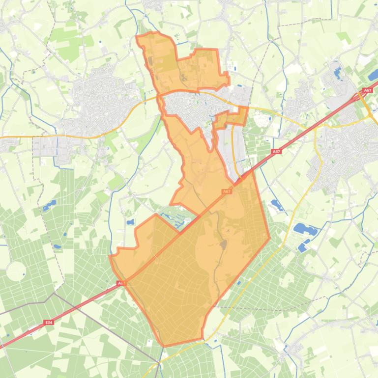 Kaart van de buurt Verspreide huizen Hapert.