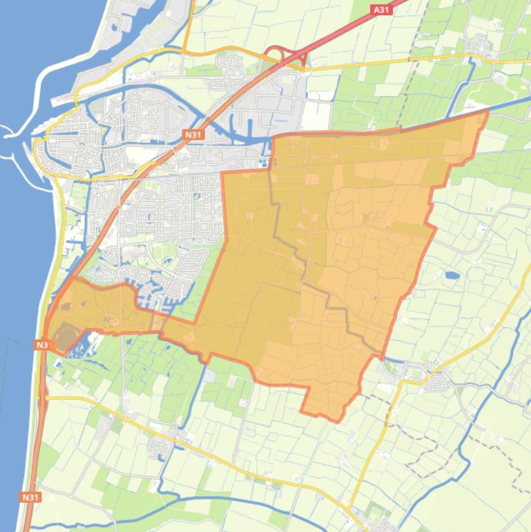 Kaart van de buurt Verspreide huizen Harlingen.