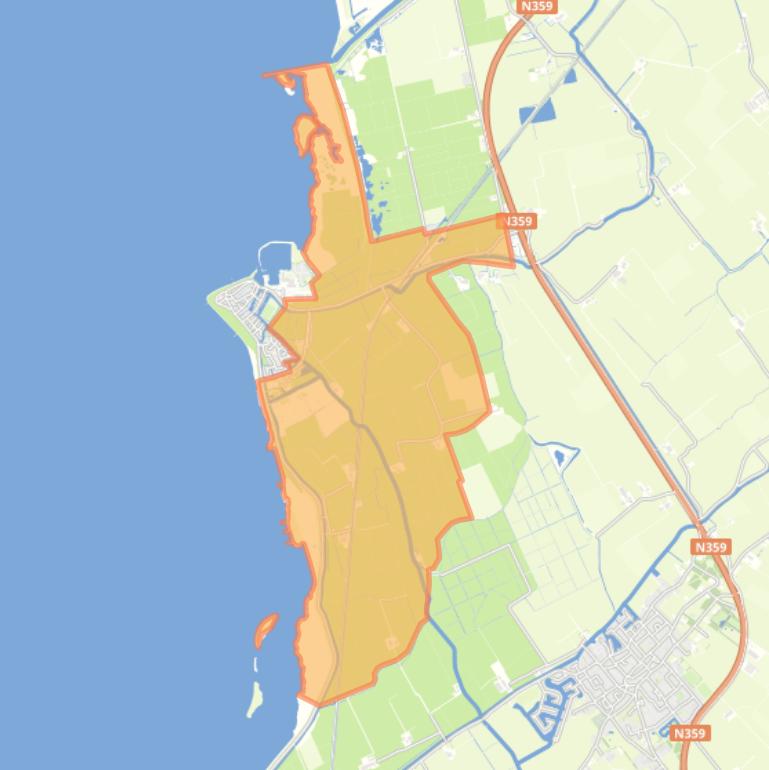 Kaart van de buurt Verspreide huizen Hindeloopen.