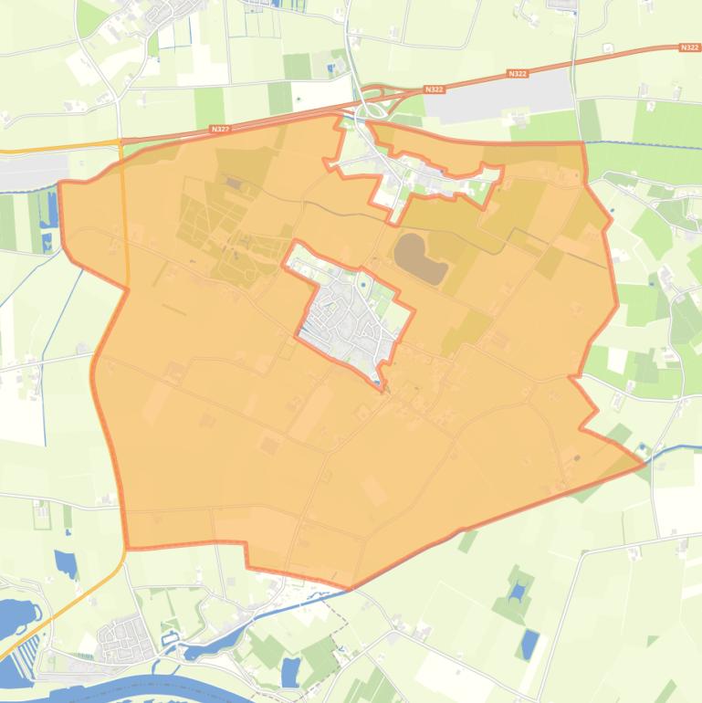 Kaart van de buurt Verspreide huizen Horssen.