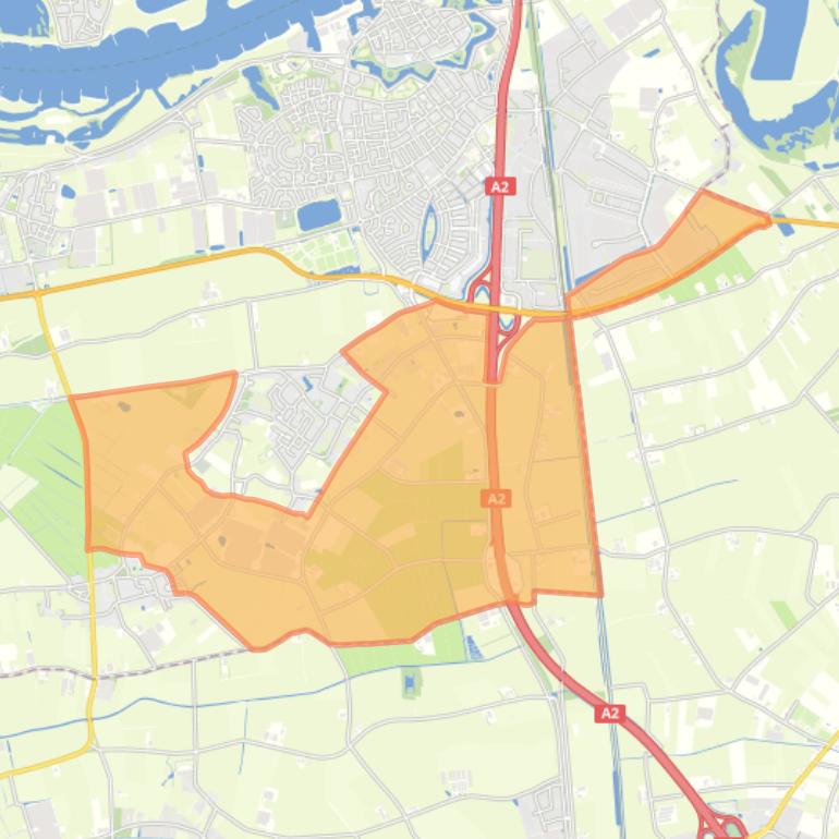Kaart van de buurt Verspreide huizen Kerkwijk en Bruchem.