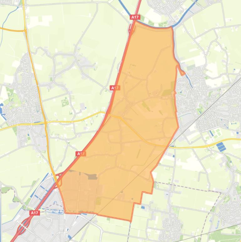 Kaart van de buurt Verspreide huizen Kuivezand en omgeving.