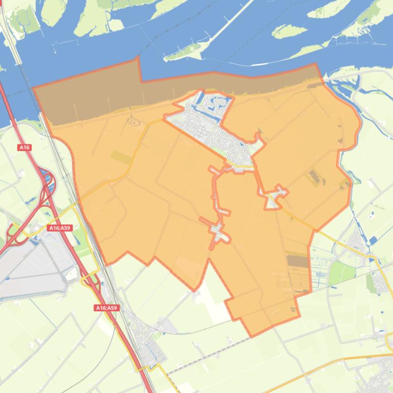 Kaart van de buurt Verspreide huizen Lage Zwaluwe.