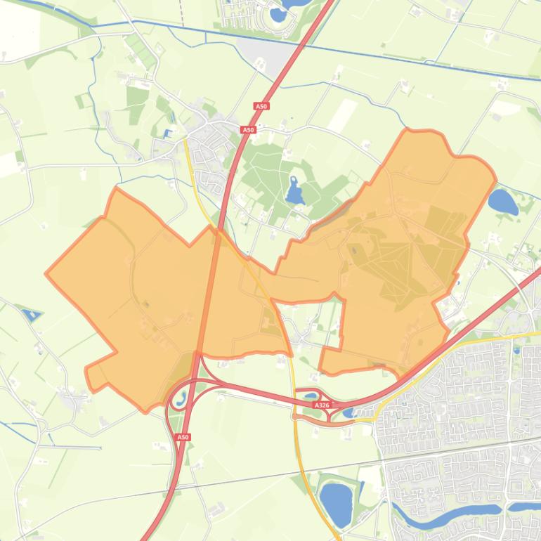 Kaart van de buurt Verspreide huizen Leur.