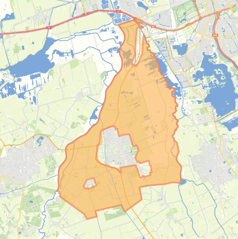Kaart van de buurt Verspreide huizen Peize Noord.