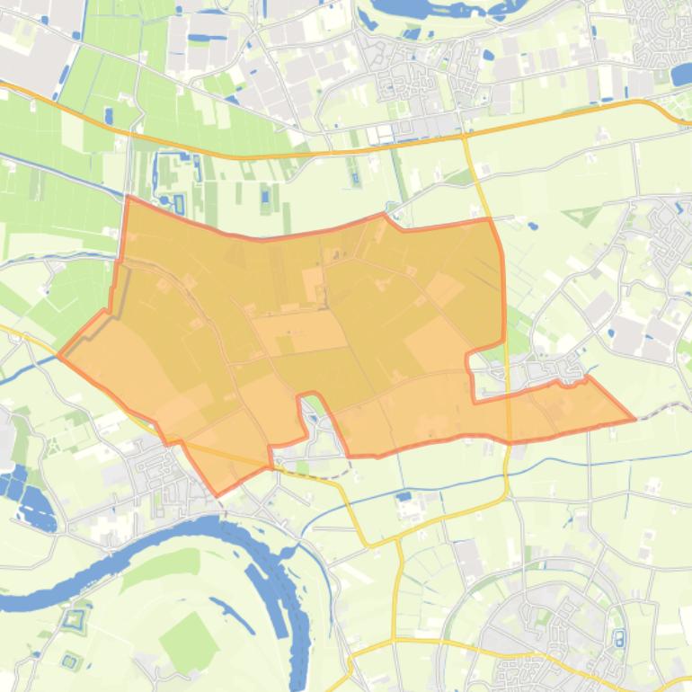Kaart van de buurt Verspreide huizen polders Delwijnen en Bruchem.