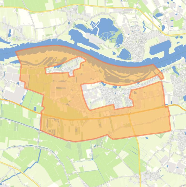 Kaart van de buurt Verspreide huizen polders Gameren en Nieuwaal.
