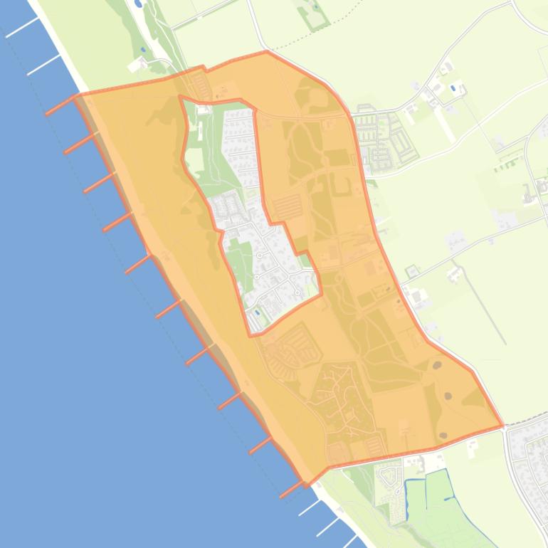 Kaart van de buurt Verspreide huizen recreatiegebied van Koudekerke.