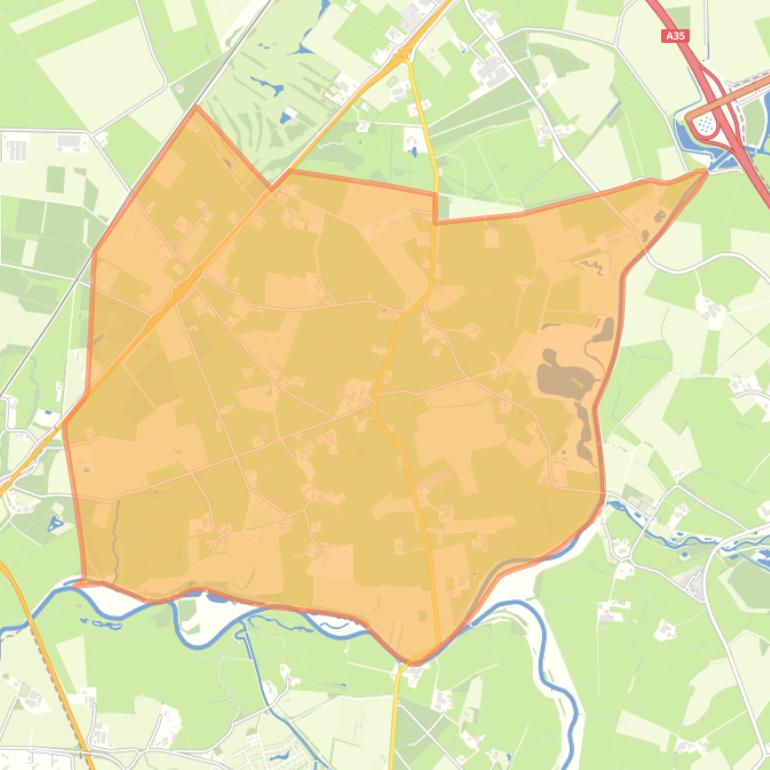 Kaart van de buurt Verspreide huizen Rectum.