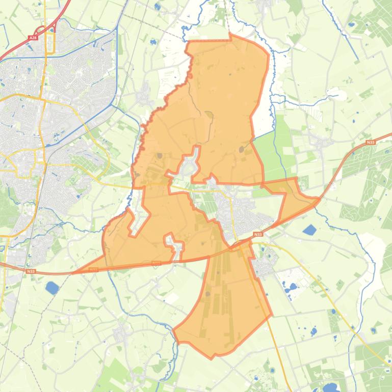 Kaart van de buurt Verspreide huizen Rolde.