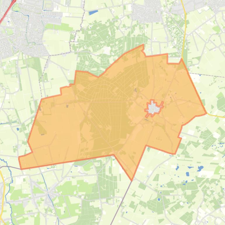 Kaart van de buurt Verspreide huizen Schijf.