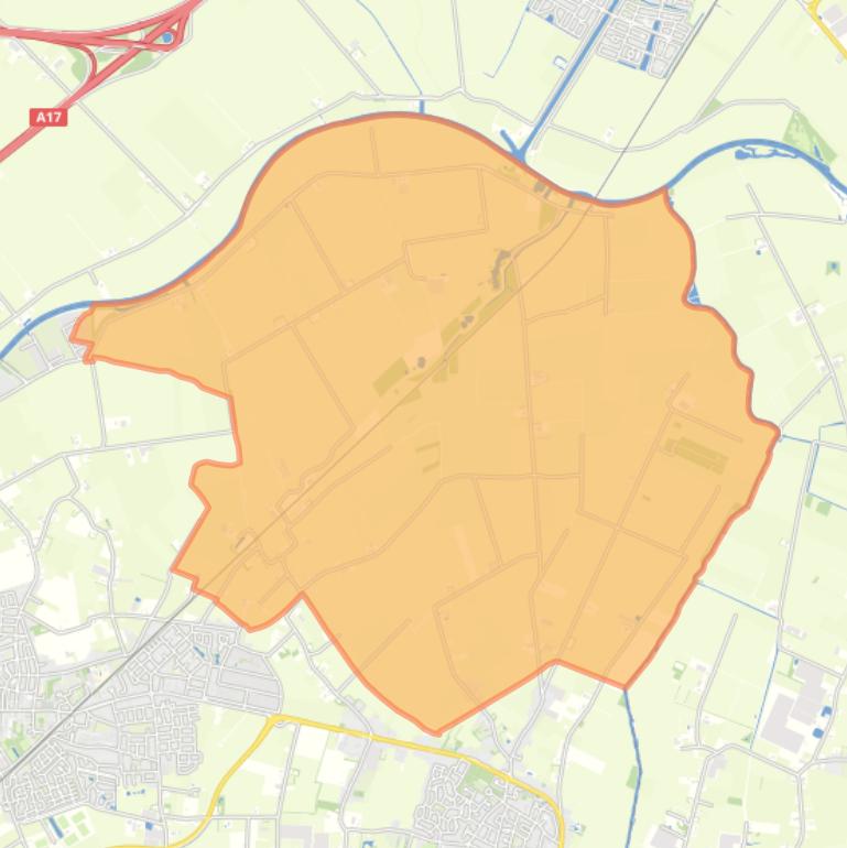 Kaart van de buurt Verspreide huizen ten noorden van Hoeven.