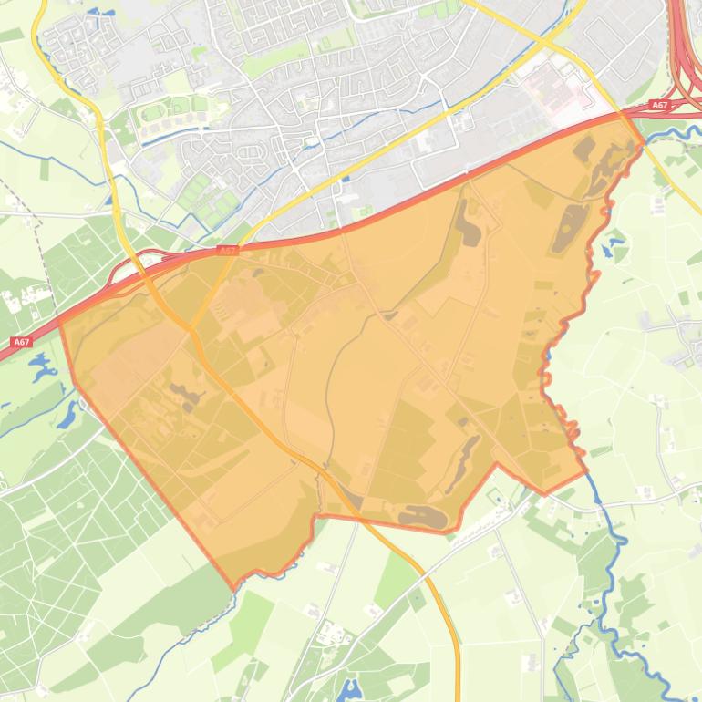 Kaart van de buurt Verspreide huizen ten zuiden van de E3-weg.